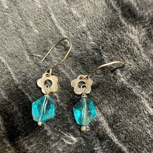 Sterling flower/crystal earrings